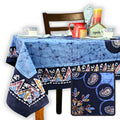 Cotton Batik Paisley Oasis Floral Tablecloth Collection, Sapphire Night - Sweet Us