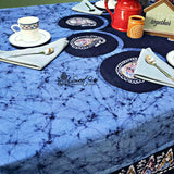 Cotton Batik Paisley Oasis Floral Tablecloth Collection, Sapphire Night