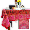 Scarlet Bloom Cotton Floral Tablecloth Rectangle, Crimson Dreams - Sweet Us