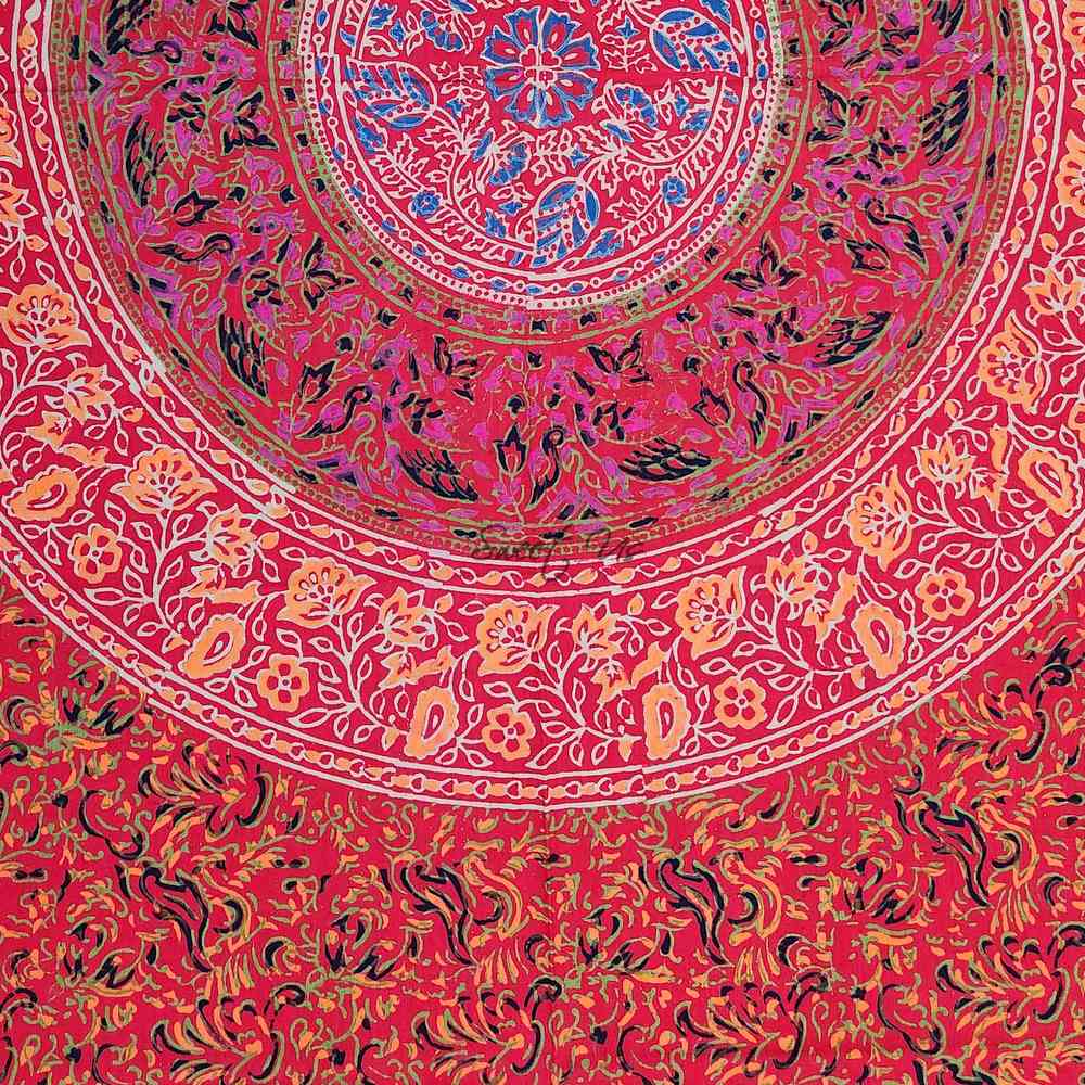 Scarlet Bloom Cotton Floral Tablecloth Square, Crimson Dreams