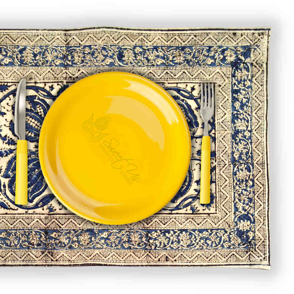 Cotton Vegetable Dye Hand Block Print Tablecloth Collection, Blue