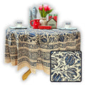 Cotton Vegetable Dye Hand Block Print Tablecloth Collection, Blue - Sweet Us
