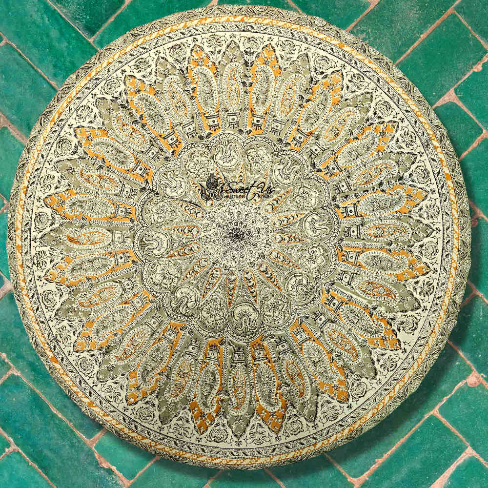 Vegetable Dye Hand Block Print Floral Cotton Tablecloth Collection, Green