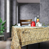 Vegetable Dye Hand Block Print Floral Cotton Tablecloth Collection, Green