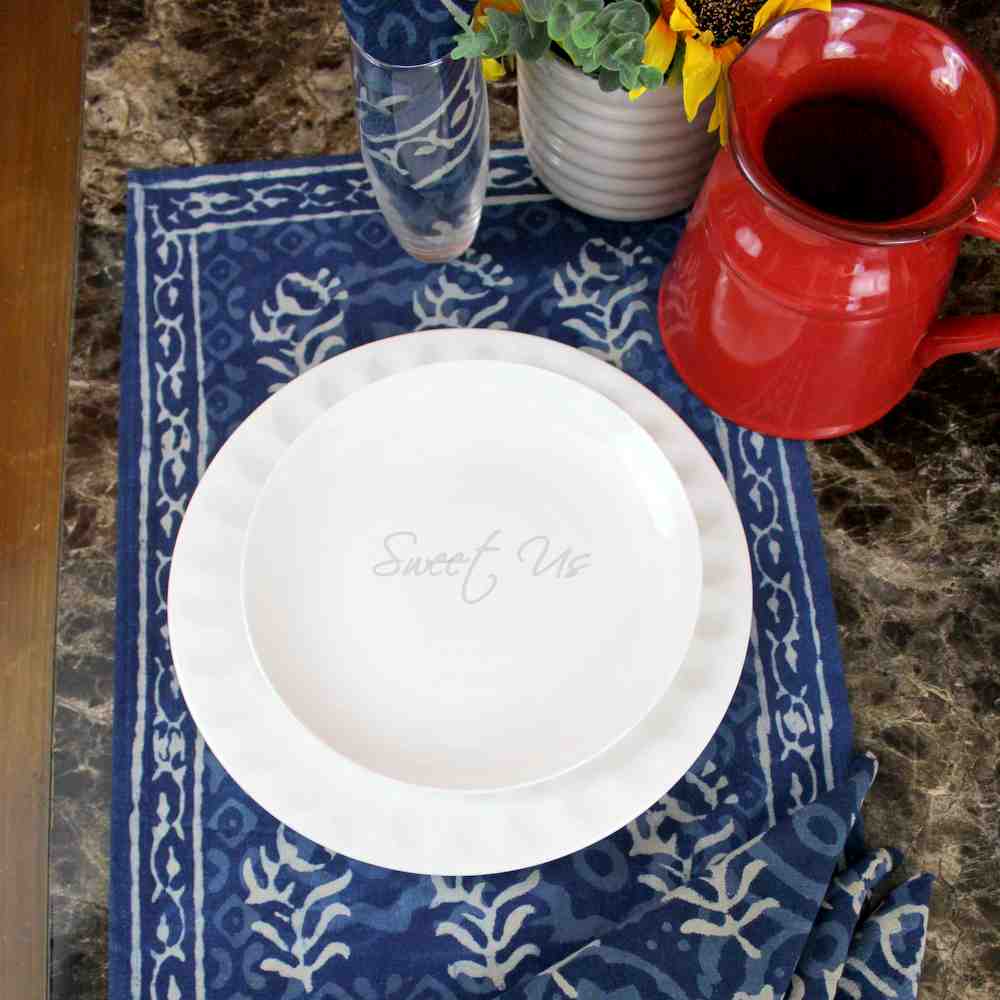 Chiara Block Print Tablecloth Rectangle, Table Linen Collection, Indigo Blue