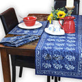 Chiara Block Print Tablecloth Rectangle, Table Linen Collection, Indigo Blue - Sweet Us