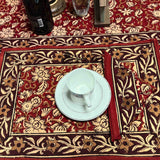 Marigold Radiance Floral Cotton Block Print Placemat, Ruby Terracotta