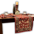 Marigold Radiance Floral Cotton Block Print Table Runner, Ruby Terracotta - Sweet Us