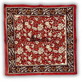 Marigold Radiance Floral Cotton Block Print Dinner Napkin, Ruby Terracotta