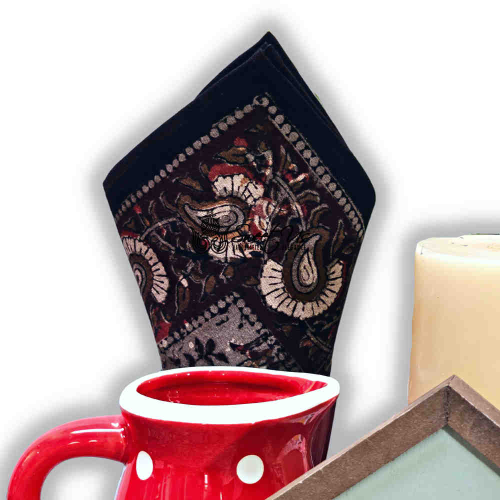 Floral Vogue Block Print Cotton Tablecloth Collection, Espresso Ash - Sweet Us