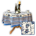 Magnolia Floral Cotton Block Print Tablecloth Round, Rose Bébé - Sweet Us