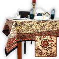 Rustic Autumn Floral Block Print Cotton Tablecloth Rectangle - Sweet Us