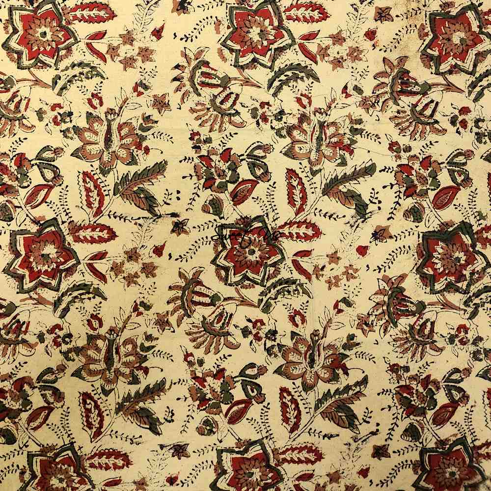 Rustic Autumn Floral Block Print Cotton Tablecloth Rectangle