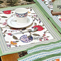 Vineyard Harmony Floral Cotton Tablecloth Collection, Green White Red Linen - Sweet Us