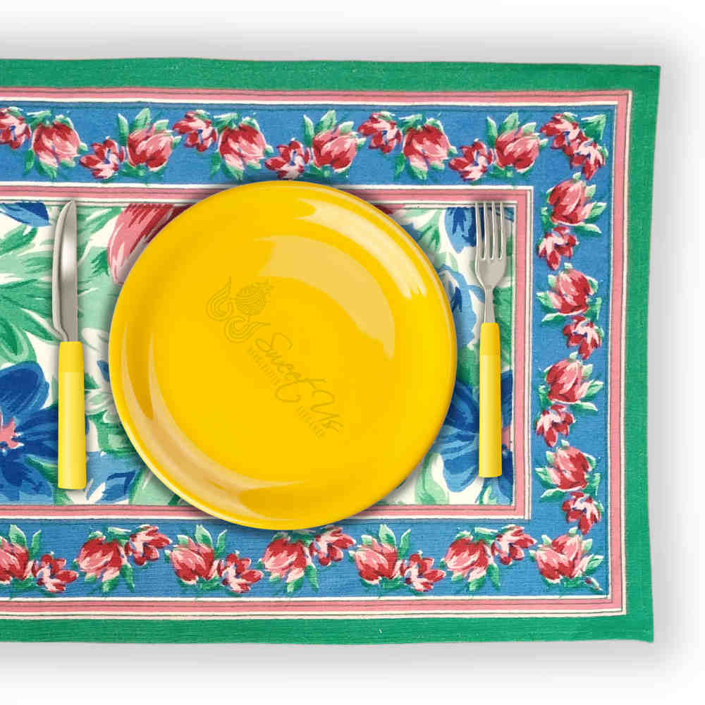 Fleur De Lush Floral Cotton Kithcen Dining Set of 4 Placemats