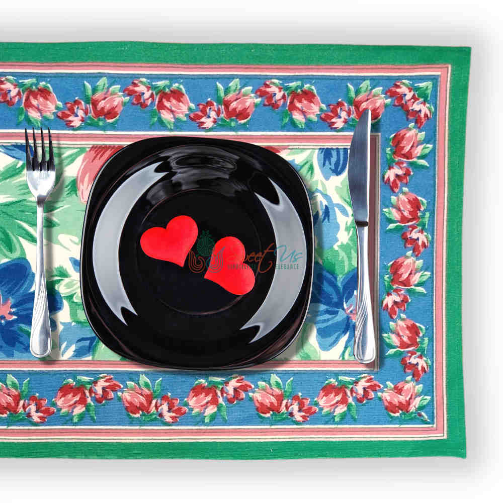 Fleur De Lush Floral Cotton Kithcen Dining Set of 4 Placemats