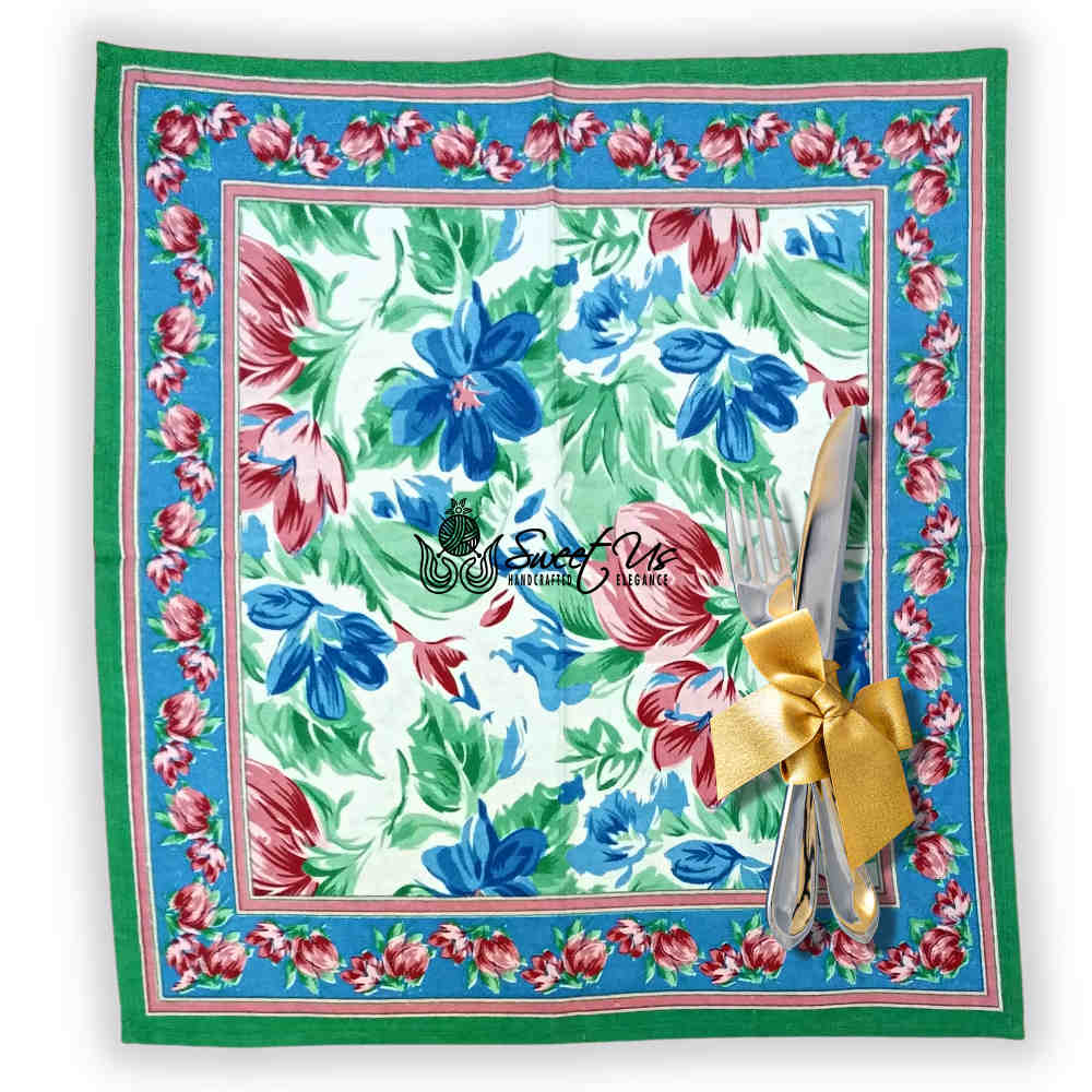 Fleur De Lush Floral Cotton Kithen Dining Set of 4 Napkins