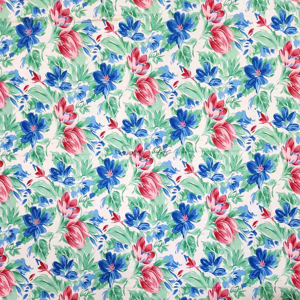 Fleur De Lush Floral Cotton Tablecloth Rectangle Green Blue, Table Linen