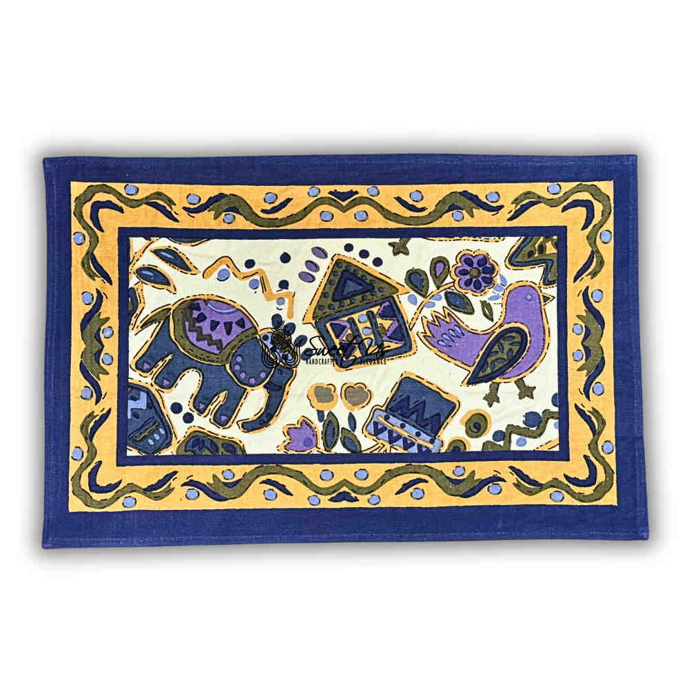 Safari Soiree Avian Floral Cotton Dinner Placemat, Violet Gold