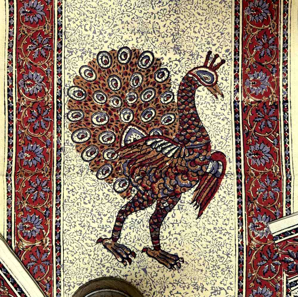 Peacock Paradise Paisley Organic Hand Block Print Cotton Table Runner