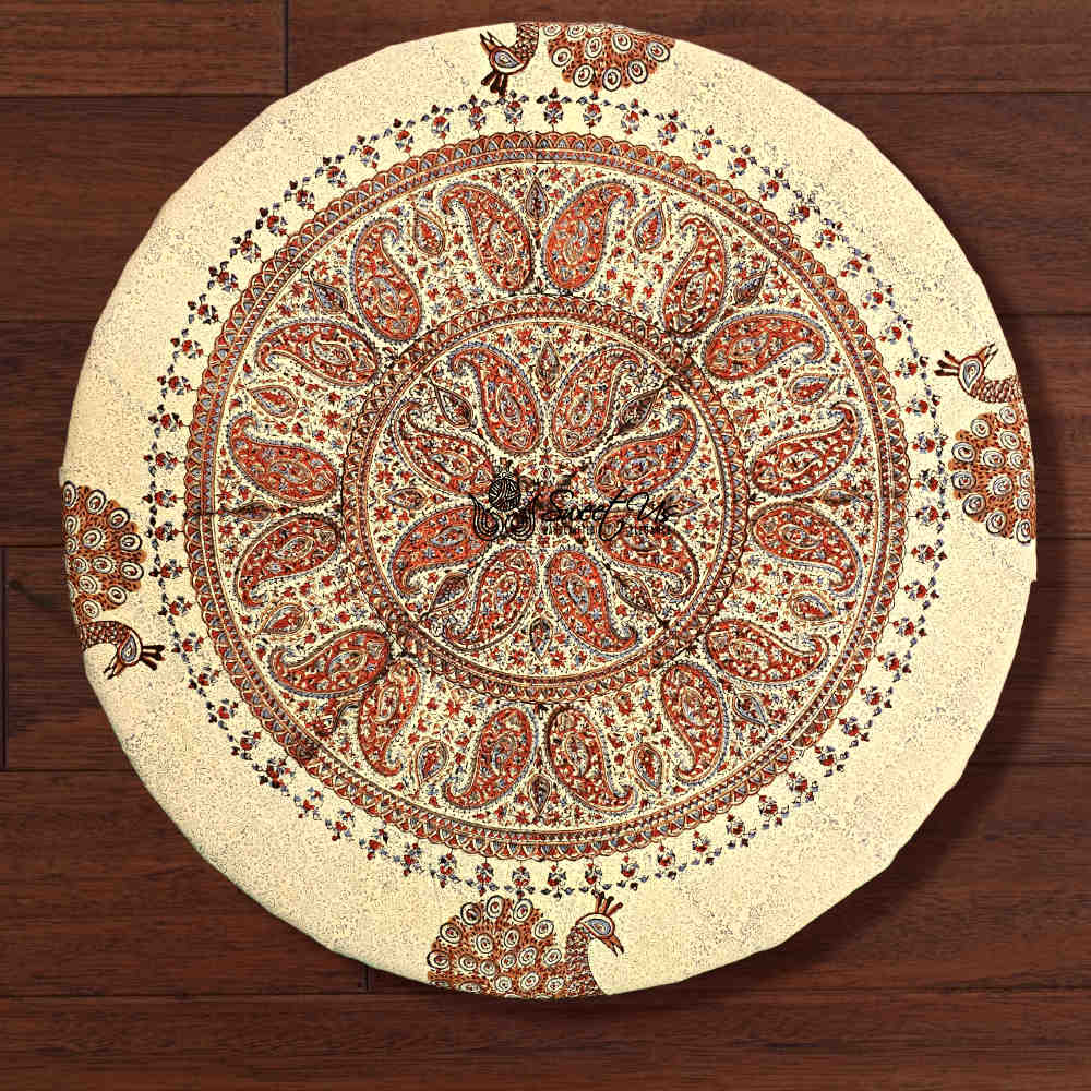 Peacock Paradise Paisley Organic Hand Block Print Cotton Tablecloth Collection