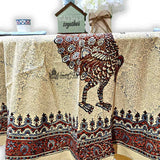Peacock Paradise Paisley Organic Hand Block Print Cotton Tablecloth Collection