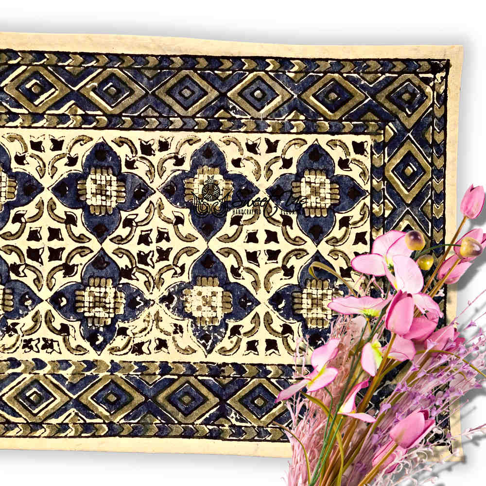 Block Print Cotton Sustainable Geometric Tablecloth Collection, Green - Sweet Us
