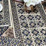Block Print Cotton Sustainable Geometric Tablecloth Collection, Green