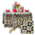 Block Print Cotton Sustainable Geometric Tablecloth Collection, Green - Sweet Us