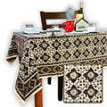 Block Print Cotton Sustainable Geometric Tablecloth Collection, Green - Sweet Us