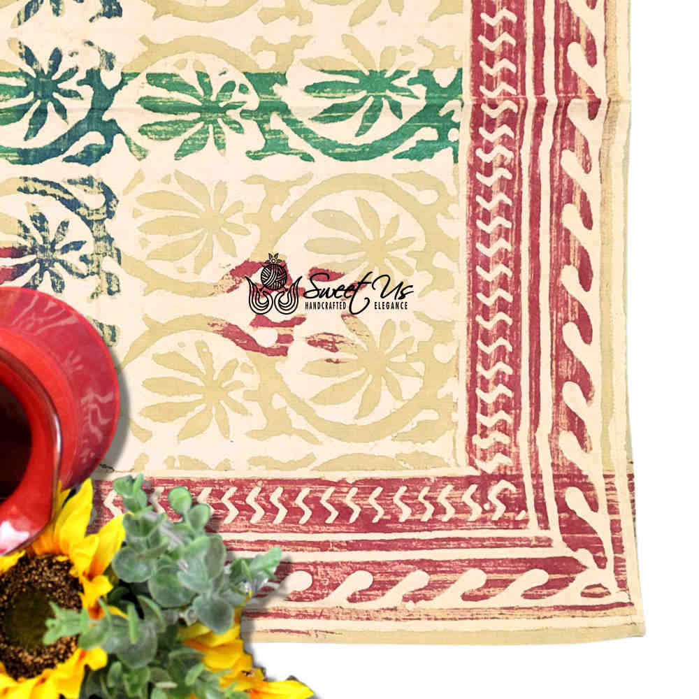 Trellis Whisper Cotton Floral Vine Tablecloth Collection, Serene Harmony