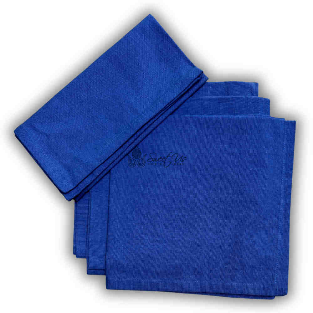 Minimalist Luxe Set of Four Everyday Plain Cotton Dinner Napkins, Sapphire Drift