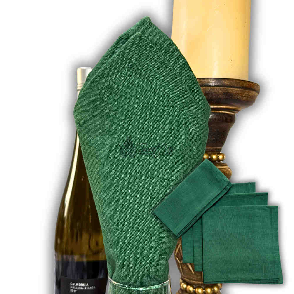 Minimalist Luxe Set of Four Everyday Plain Cotton Dinner Napkins, Olive Meadow