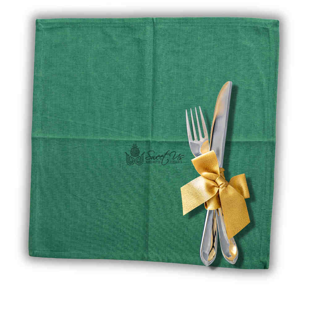 Minimalist Luxe Set of Four Everyday Plain Cotton Dinner Napkins, Olive Meadow