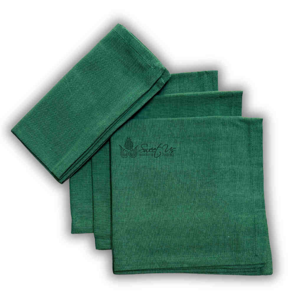 Minimalist Luxe Set of Four Everyday Plain Cotton Dinner Napkins, Olive Meadow
