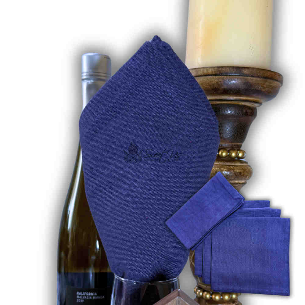 Minimalist Luxe Set of Four Everyday Plain Cotton Dinner Napkins, Midnight Echo