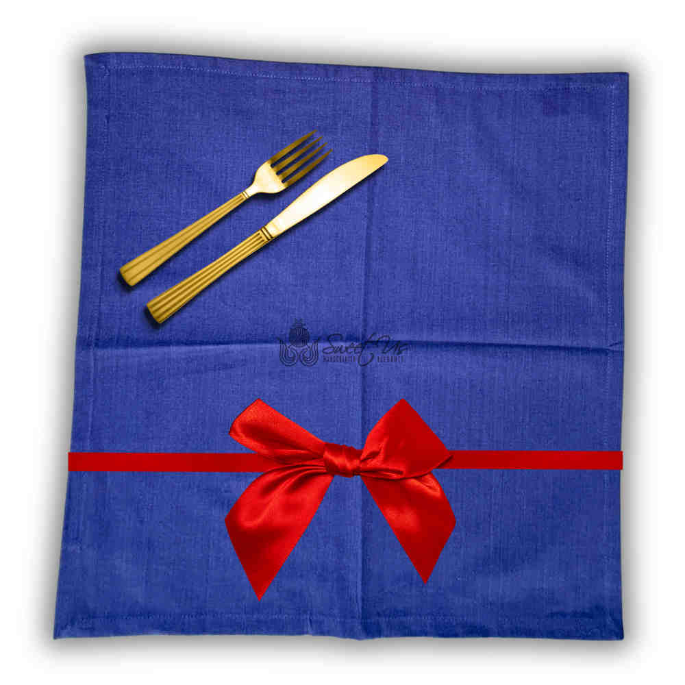 Minimalist Luxe Set of Four Everyday Plain Cotton Dinner Napkins, Midnight Echo