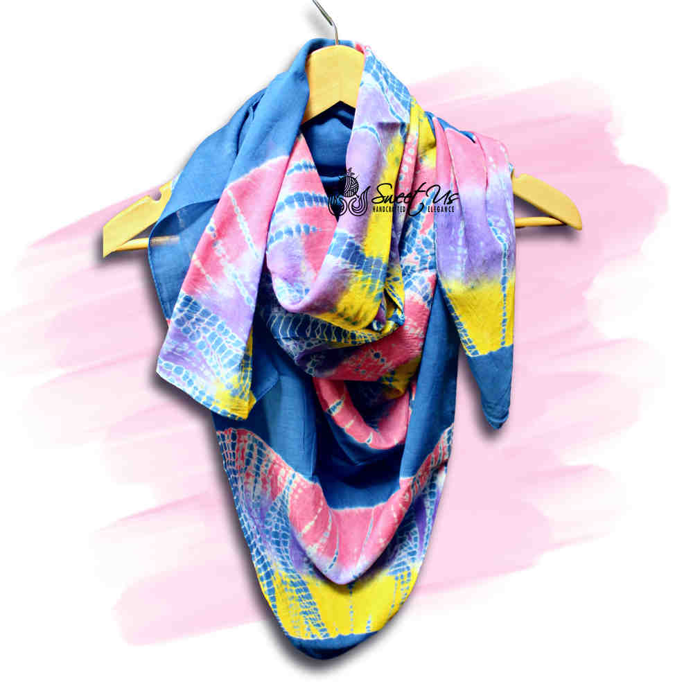 Swirlscape Sheer Soft Cotton Tie Dye Scarf for Women, Skyline