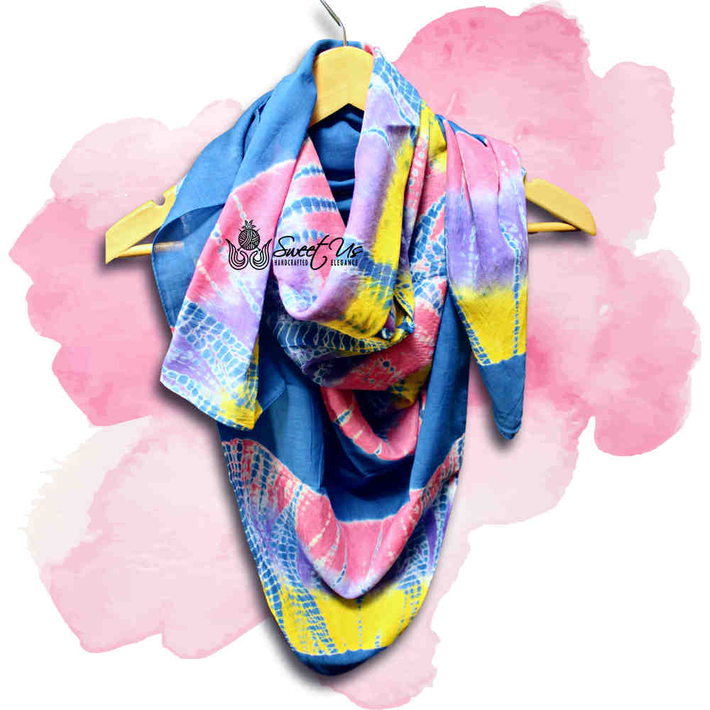 Swirlscape Sheer Soft Cotton Tie Dye Scarf for Women, Skyline