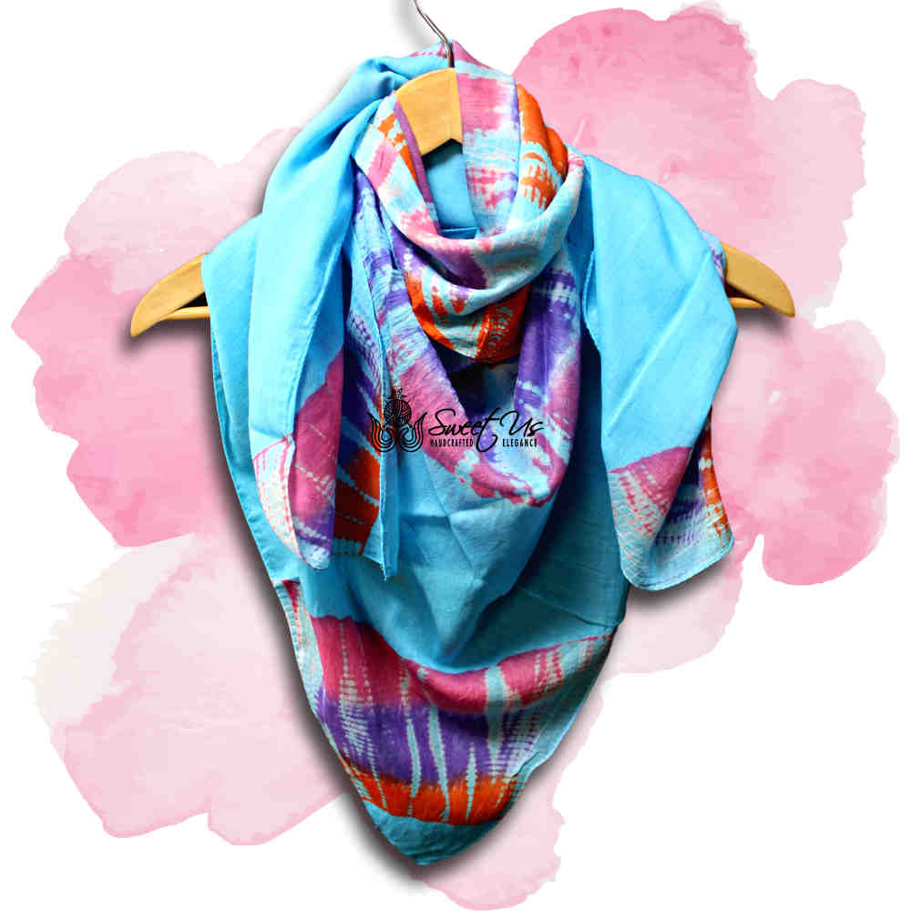 Swirlscape Sheer Soft Cotton Tie Dye Scarf for Women, Island Paradise