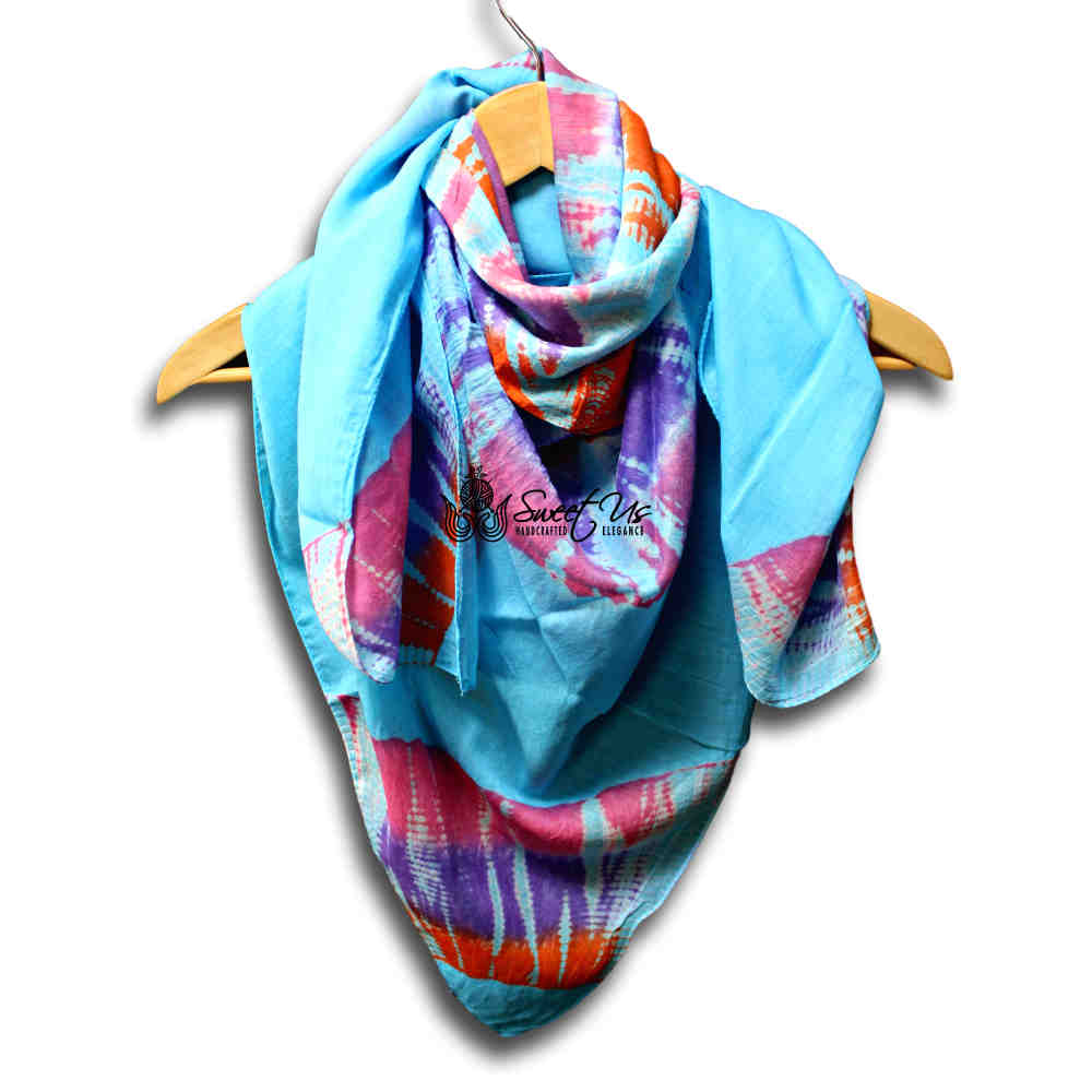 Swirlscape Sheer Soft Cotton Tie Dye Scarf for Women, Island Paradise