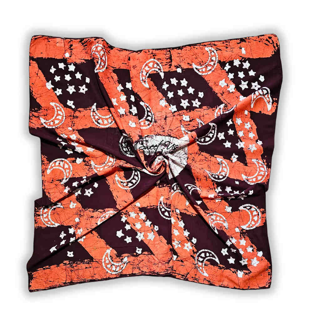 Cosmic Elegance Cotton Batik Print Summer Celestial Scarf for Women, Merlot