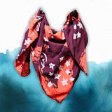 Cosmic Elegance Cotton Batik Print Summer Celestial Scarf for Women, Merlot