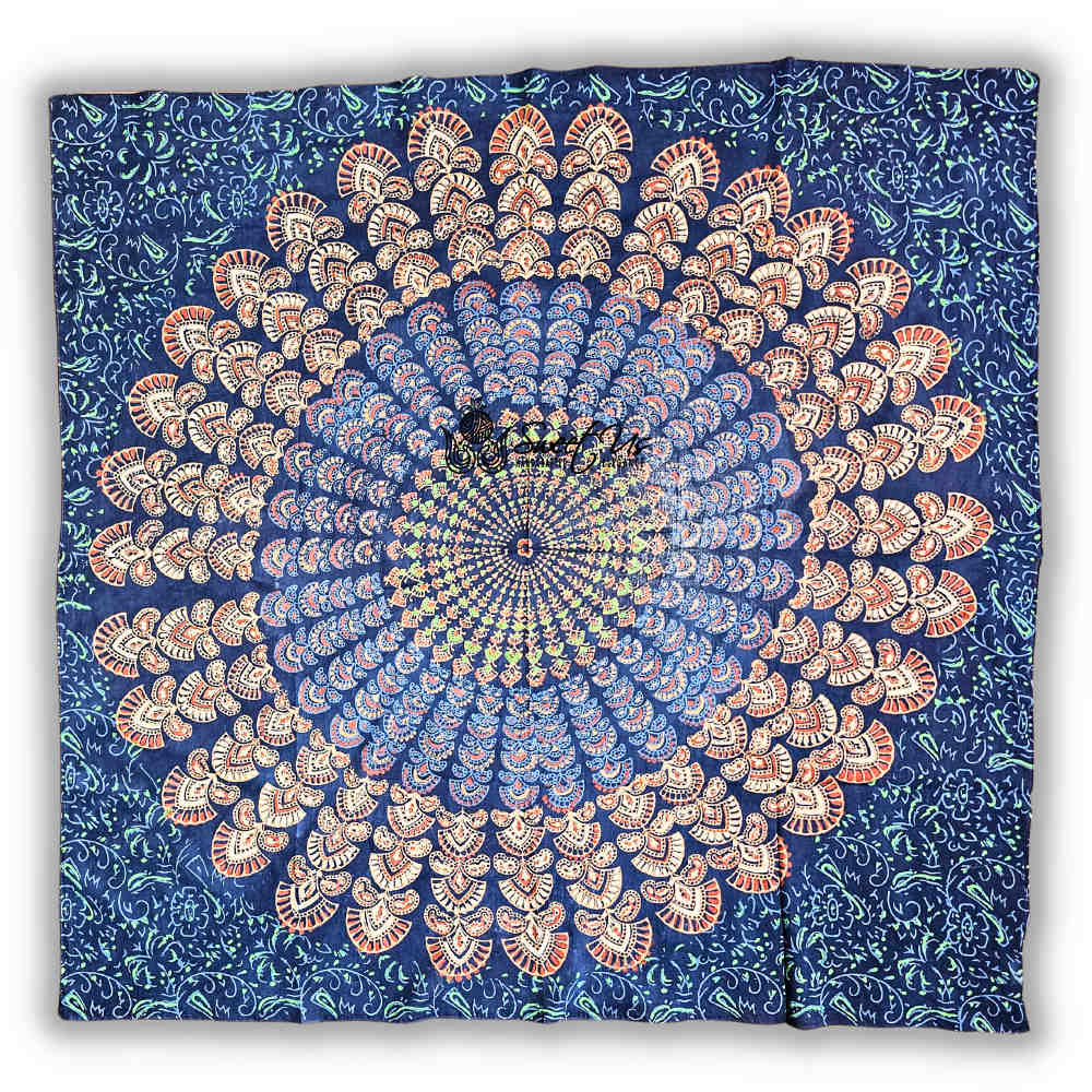 Cannes Vibrance Floral Sheer Soft Cotton Scarf for Women, Neptune Blue