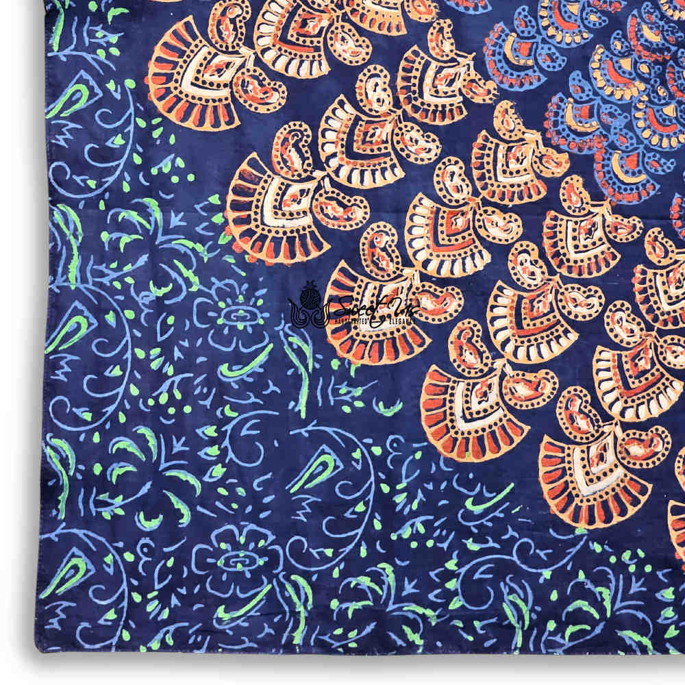 Cannes Vibrance Floral Sheer Soft Cotton Scarf for Women, Neptune Blue