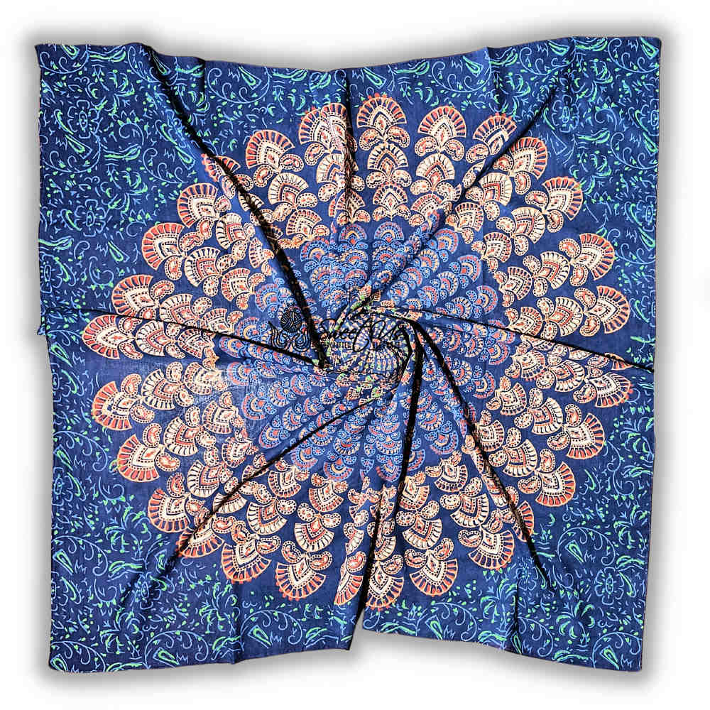 Cannes Vibrance Floral Sheer Soft Cotton Scarf for Women, Neptune Blue