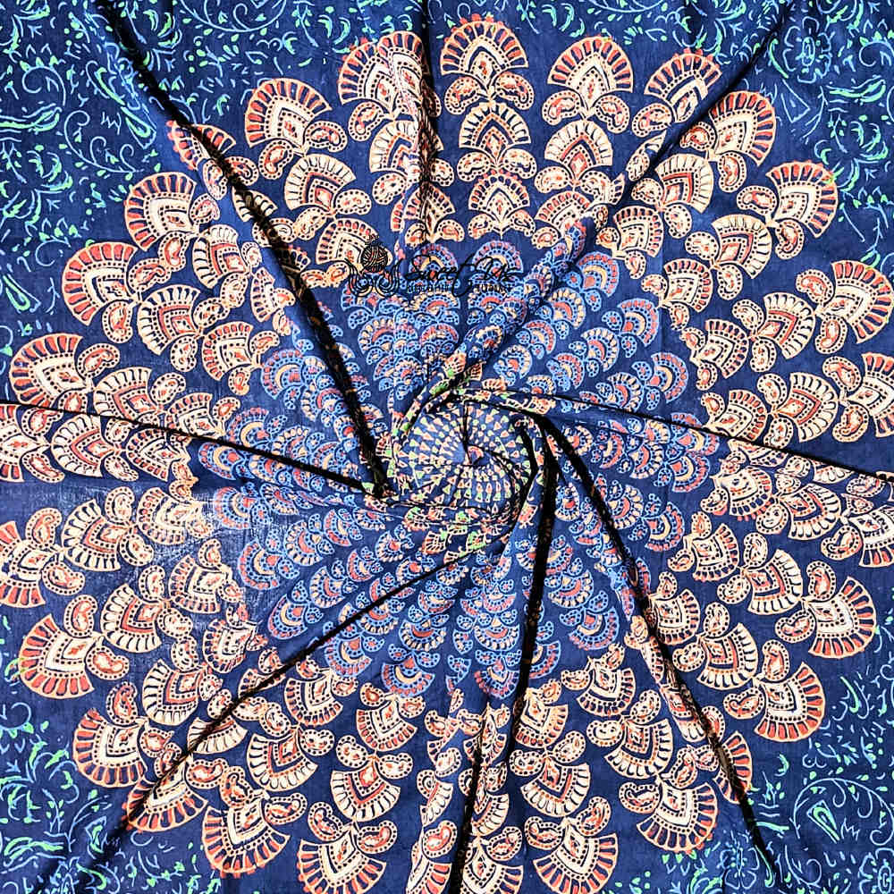 Cannes Vibrance Floral Sheer Soft Cotton Scarf for Women, Neptune Blue