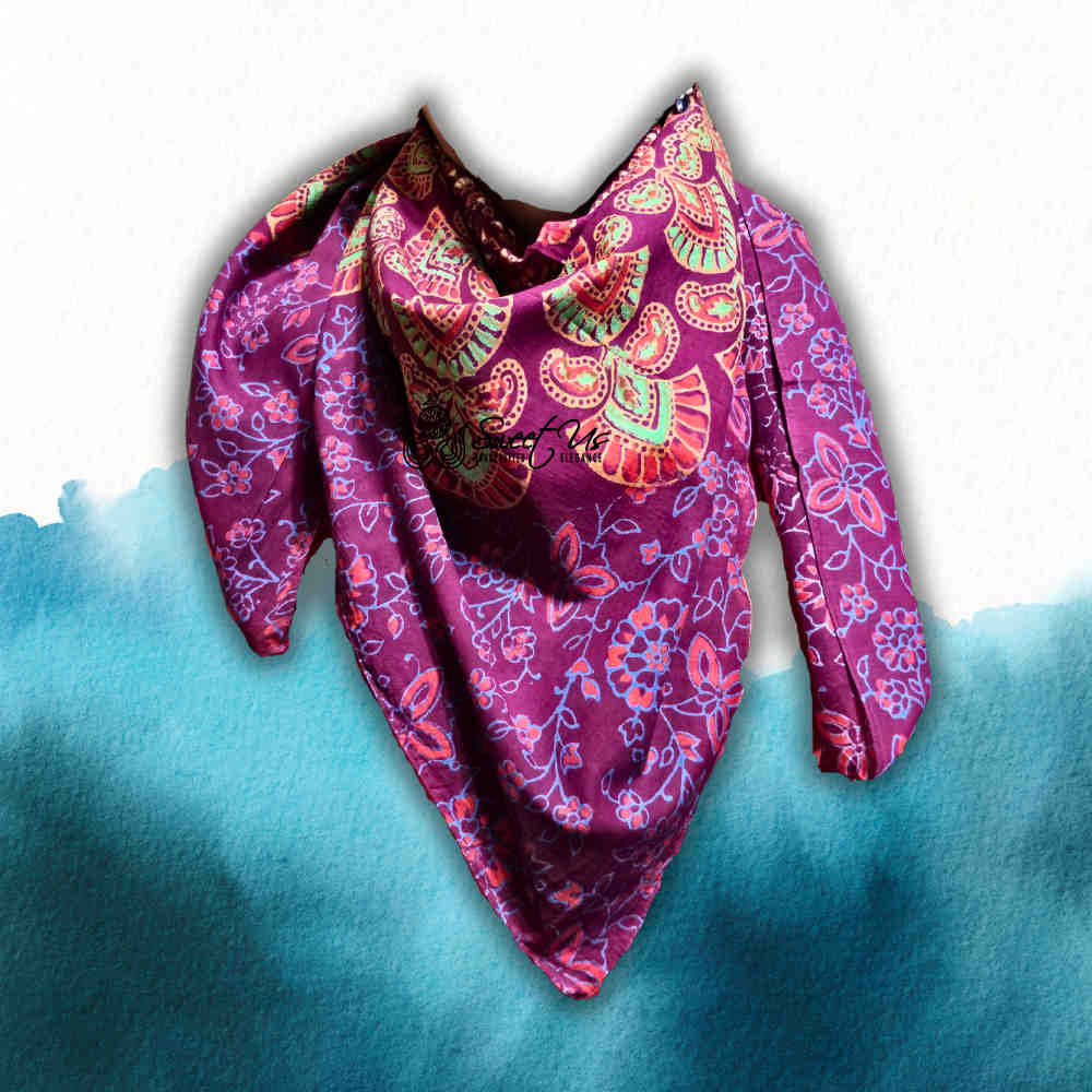 Cannes Vibrance Floral Sheer Soft Cotton Scarf for Women, Burgundy