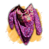 Cannes Vibrance Floral Sheer Soft Cotton Scarf for Women, Burgundy