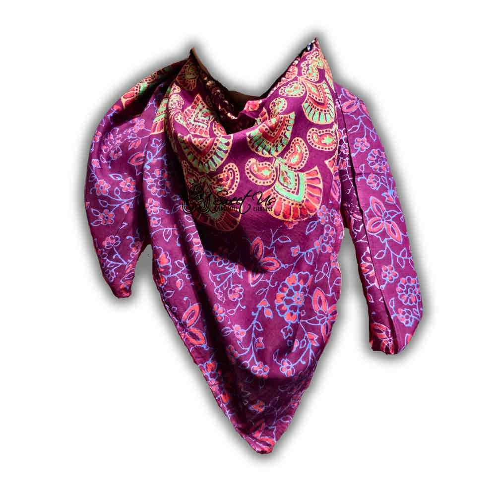 Cannes Vibrance Floral Sheer Soft Cotton Scarf for Women, Burgundy